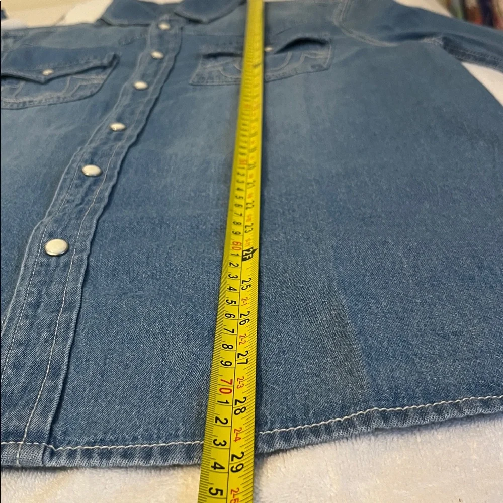 True Religion Chambray Logo Denim Shirt
